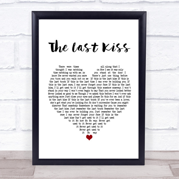 David Cassidy The Last Kiss White Heart Song Lyric Framed Print