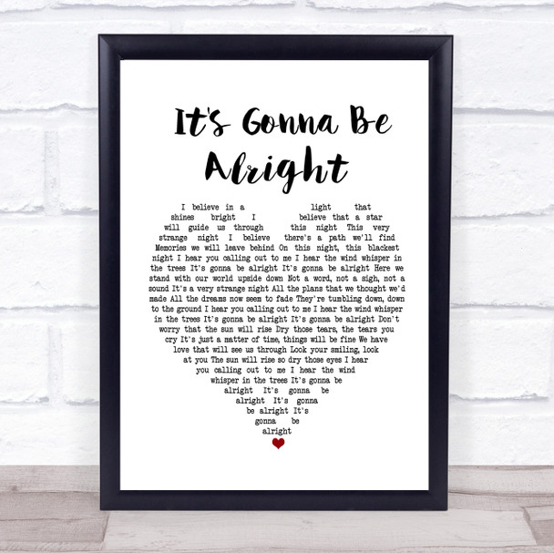 David Essex It's Gonna Be Alright White Heart Song Lyric Framed Print