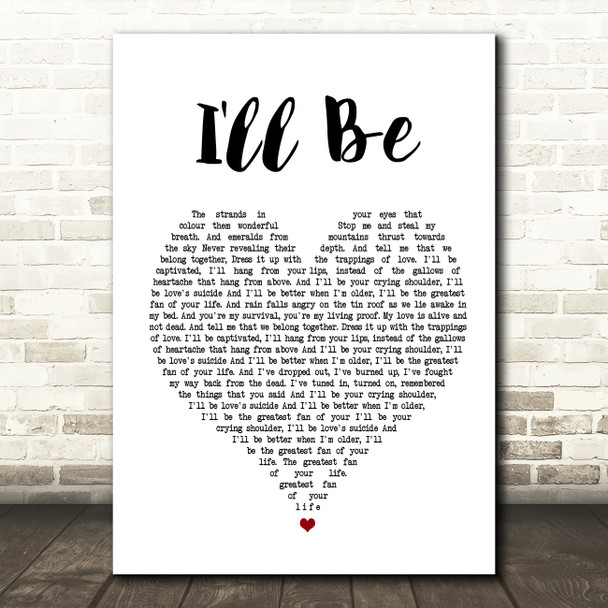 Edwin McCain I'll Be White Heart Song Lyric Framed Print