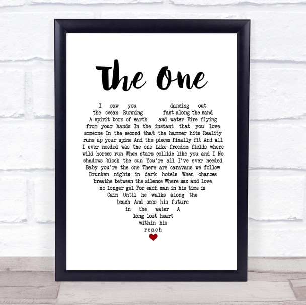 Elton John The One White Heart Song Lyric Framed Print