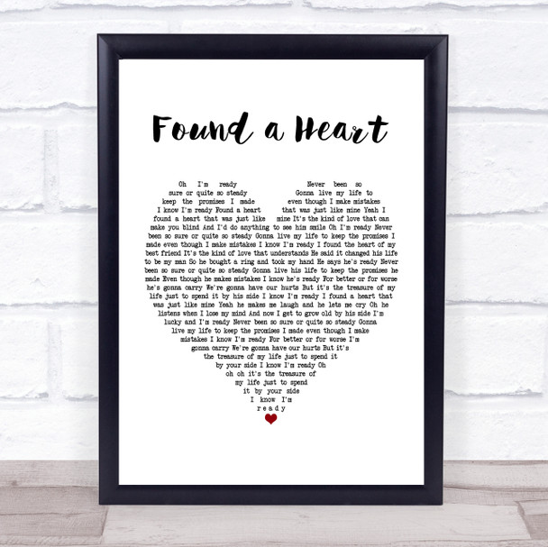 Emily Hearn Found a Heart White Heart Song Lyric Framed Print