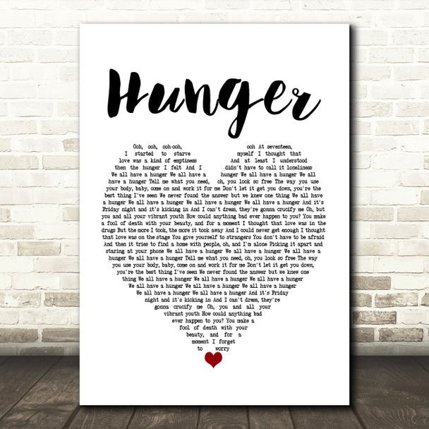 Florence + The Machine Hunger White Heart Song Lyric Framed Print