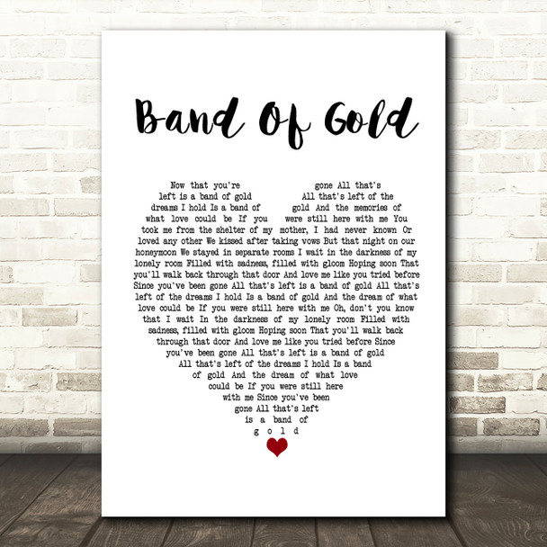 Freda Payne Band Of Gold White Heart Song Lyric Framed Print