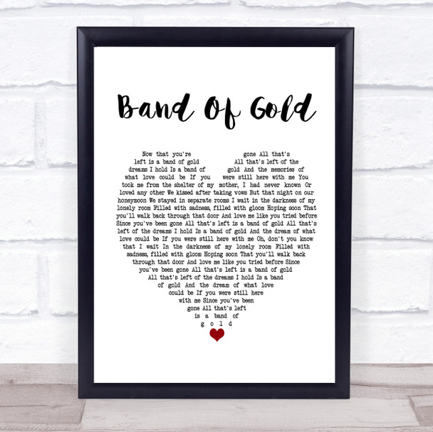 Freda Payne Band Of Gold White Heart Song Lyric Framed Print