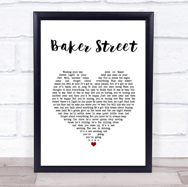 Gerry Rafferty Baker Street White Heart Song Lyric Framed Print