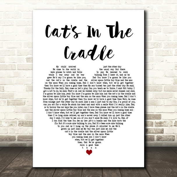 Harry Chapin Cat's In The Cradle White Heart Song Lyric Framed Print