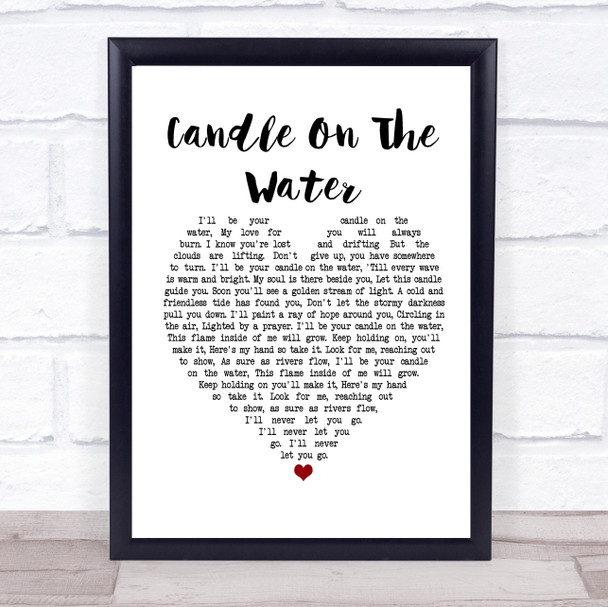 Helen Reddy Candle On The Water White Heart Song Lyric Framed Print