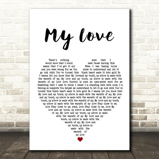 Jess Glynne My Love (Acoustic) White Heart Song Lyric Framed Print