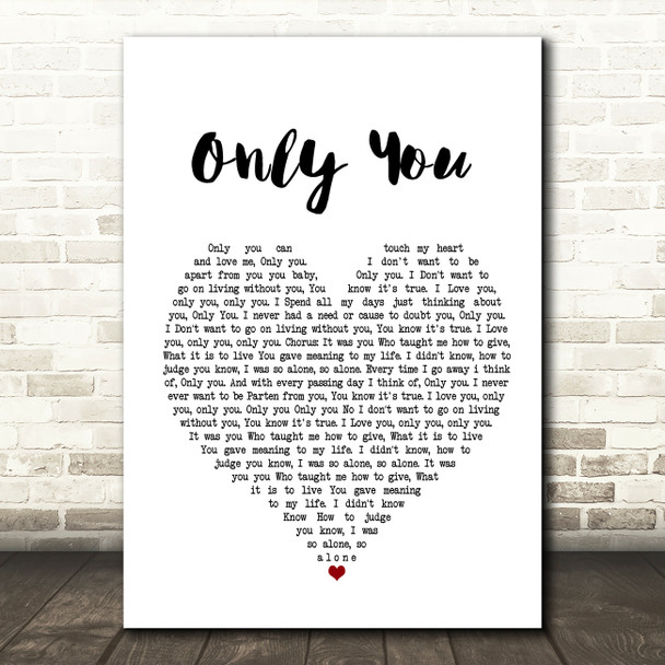 Joe Dolan Only You White Heart Song Lyric Framed Print