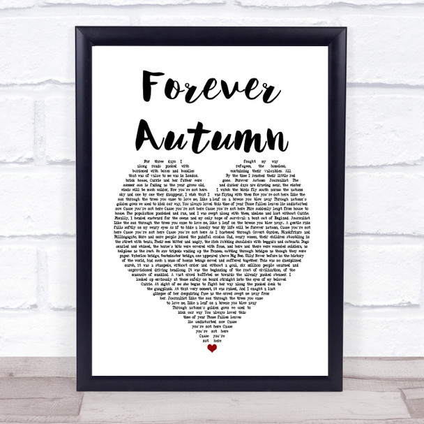 Justin Hayward Forever Autumn White Heart Song Lyric Framed Print