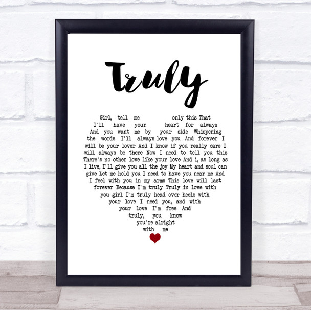 Lionel Richie Truly White Heart Song Lyric Framed Print