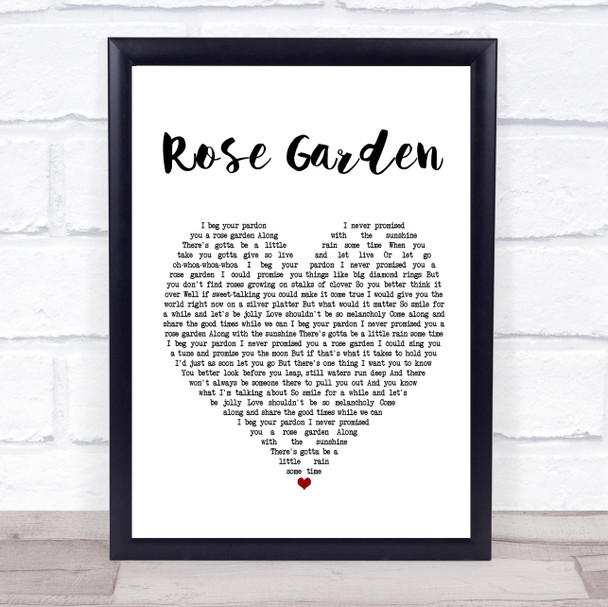 Lynn Anderson Rose Garden White Heart Song Lyric Framed Print