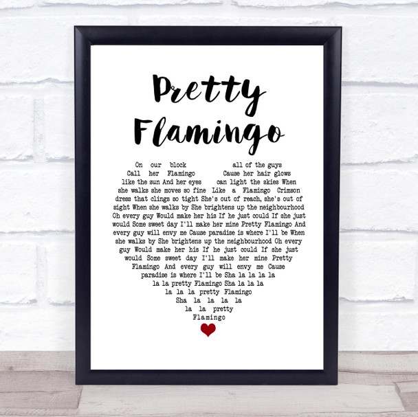 Manfred Mann Pretty Flamingo White Heart Song Lyric Framed Print