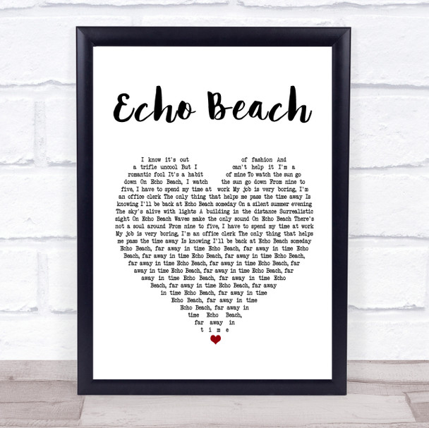 Martha & The Muffins Echo Beach White Heart Song Lyric Framed Print