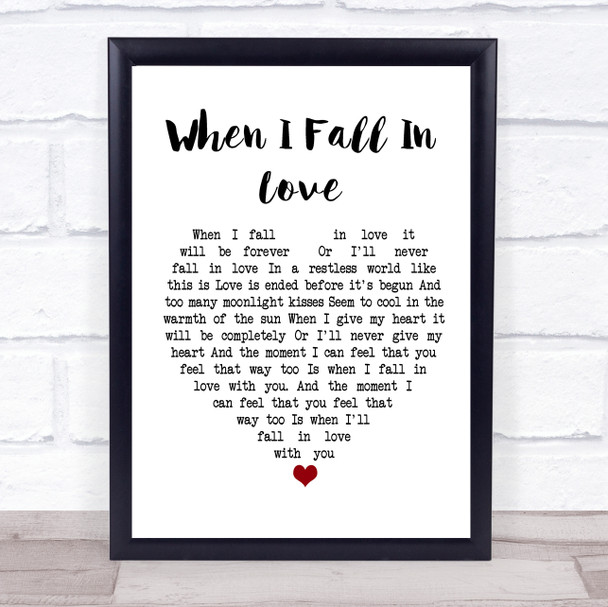 Nat King Cole When I Fall In Love White Heart Song Lyric Framed Print