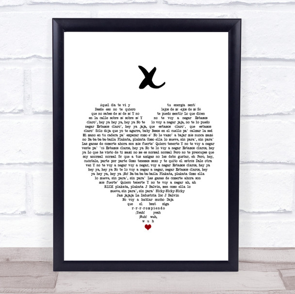 Nicky Jam x J Balvin X White Heart Song Lyric Framed Print