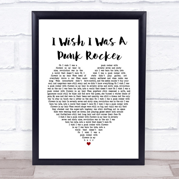 Sandi Thom I Wish I Was A Punk Rocker White Heart Song Lyric Framed Print