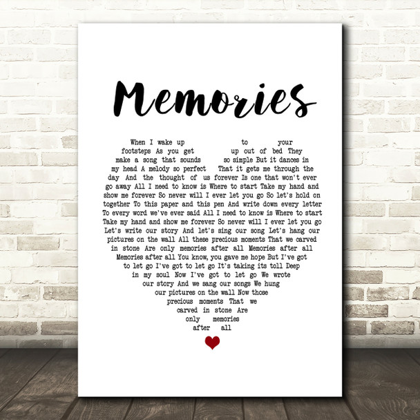 Shawn Mendes Memories White Heart Song Lyric Framed Print