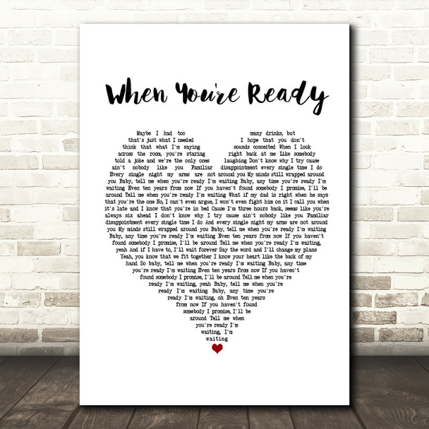 Shawn Mendes When You're Ready White Heart Song Lyric Framed Print