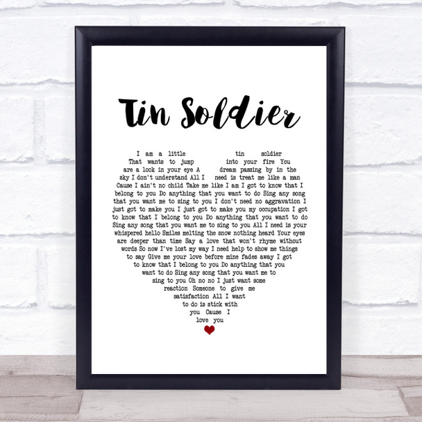 Small Faces Tin Soldier White Heart Song Lyric Framed Print