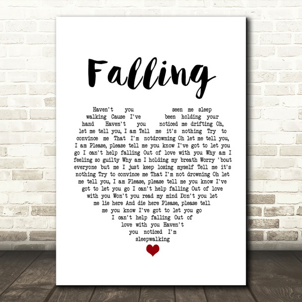 The Civil Wars Falling White Heart Song Lyric Framed Print