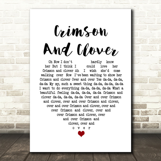 Tommy James And The Shondells Crimson And Clover White Heart Song Lyric Framed Print