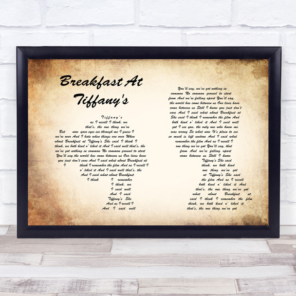 Deep Blue Something Breakfast At Tiffany's Man Lady Couple Song Lyric Framed Print