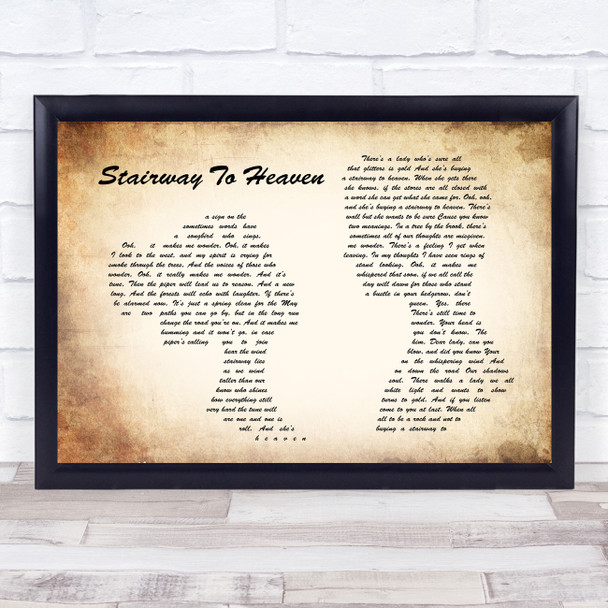 Led Zeppelin Stairway To Heaven Man Lady Couple Song Lyric Framed Print