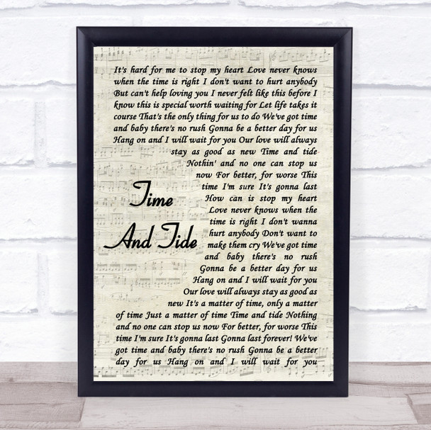 Basia Time And Tide Vintage Script Song Lyric Framed Print