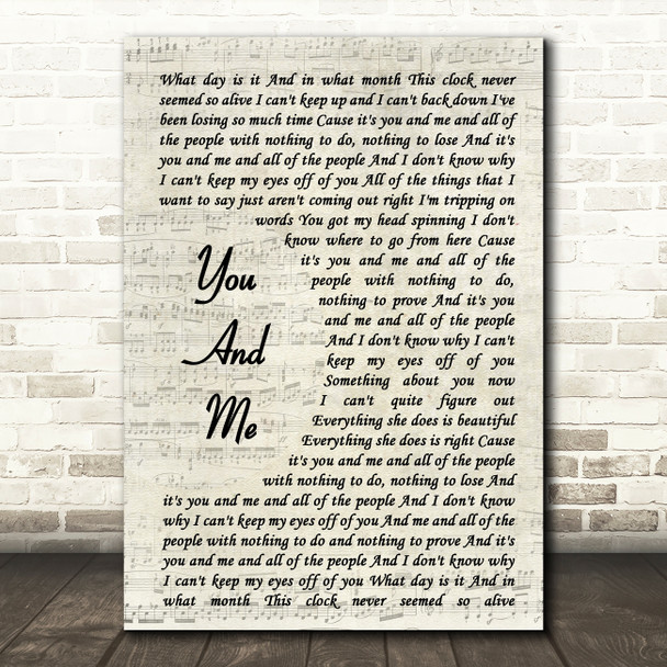 Lifehouse You And Me Vintage Script Song Lyric Framed Print