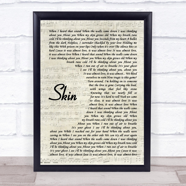 Rag'n'Bone Man Skin Vintage Script Song Lyric Framed Print