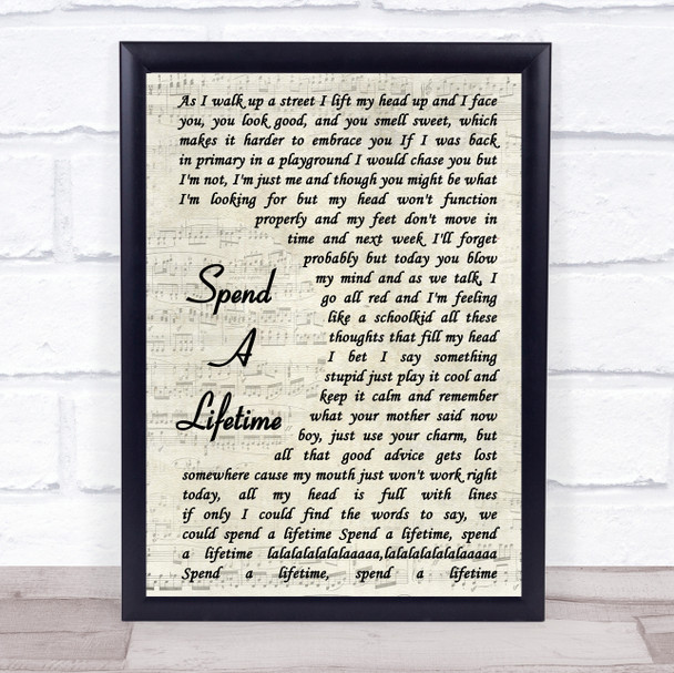 The Rifles Spend A Lifetime Vintage Script Song Lyric Framed Print