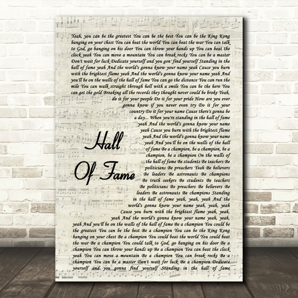 The Script Hall Of Fame Vintage Script Song Lyric Framed Print