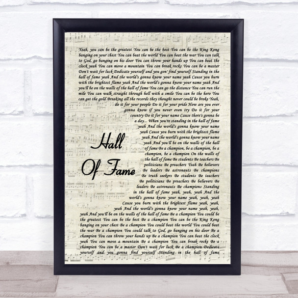 The Script Hall Of Fame Vintage Script Song Lyric Framed Print