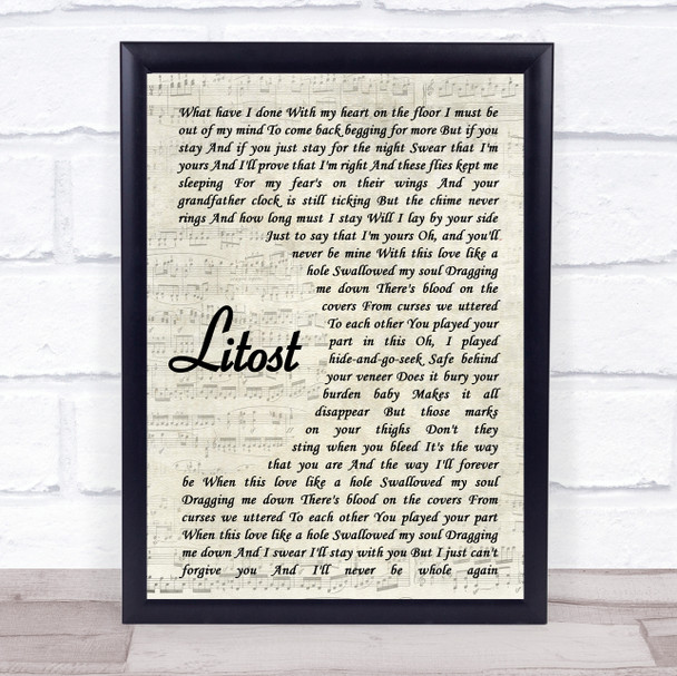 X Ambassadors Litost Vintage Script Song Lyric Framed Print