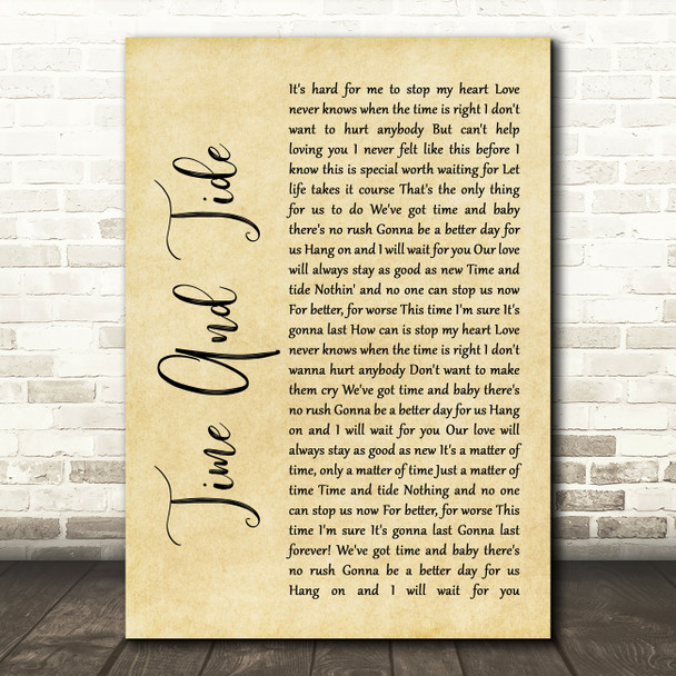 Basia Time And Tide Rustic Script Song Lyric Framed Print
