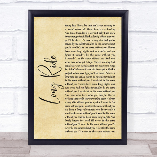 Black Stone Cherry Long Ride Rustic Script Song Lyric Framed Print