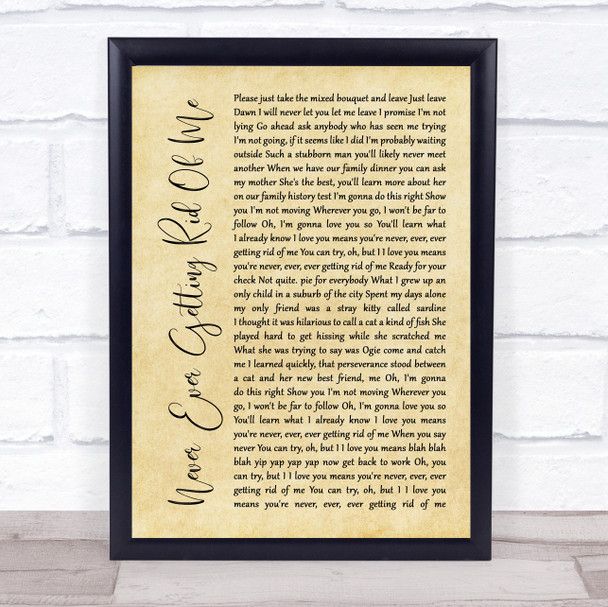 Christopher Fitzgerald, Kimiko Glenn & Waitress Original Broadway Cast Ensemble Never Ever Getting Rid Of Me Rustic Script Song Lyric Framed Print