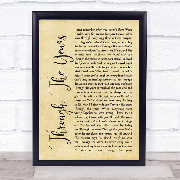 Kenny Rogers Through The Years Rustic Script Song Lyric Framed Print