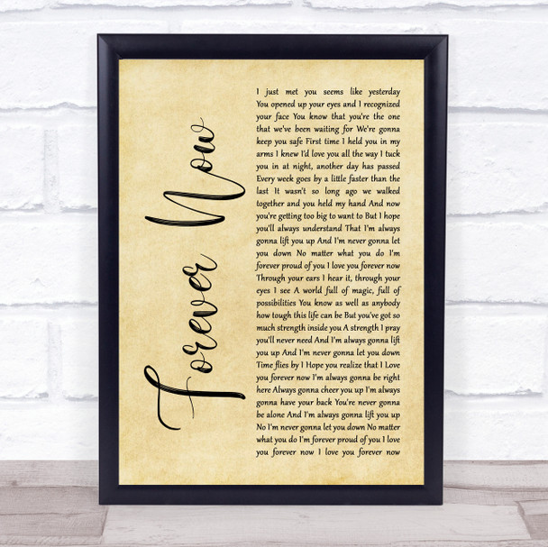 Michael Buble Forever Now Rustic Script Song Lyric Framed Print