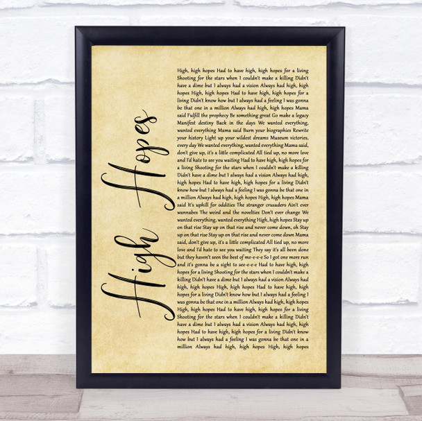 Panic! At The Disco High Hopes Rustic Script Song Lyric Framed Print