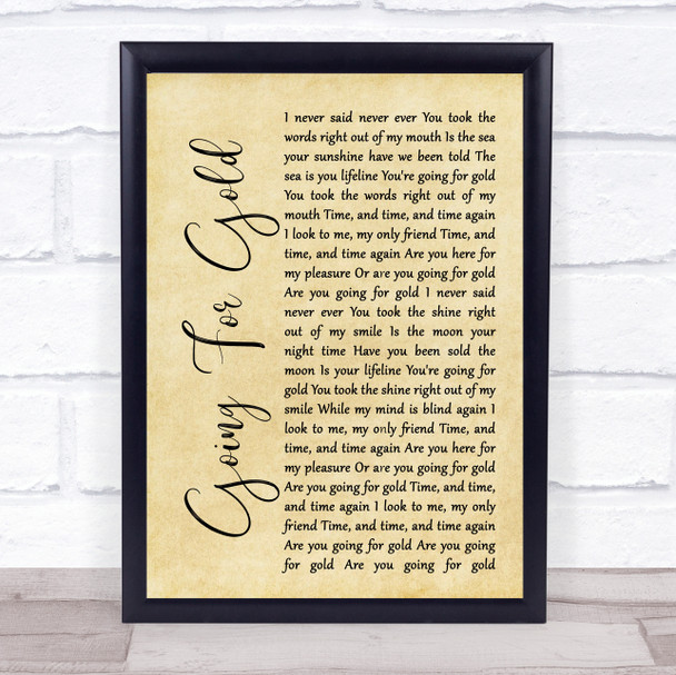 Shed Seven Going For Gold Rustic Script Song Lyric Framed Print