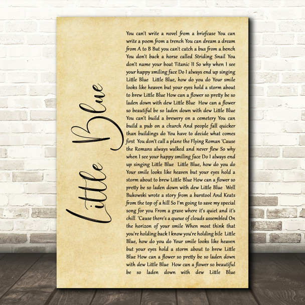 The Beautiful South Little Blue Rustic Script Song Lyric Framed Print
