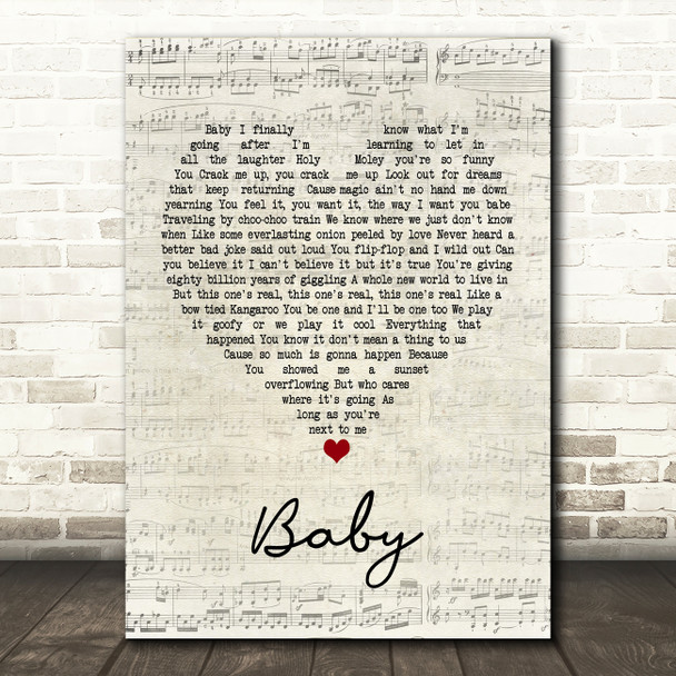 Devendra Banhart Baby Script Heart Song Lyric Framed Print