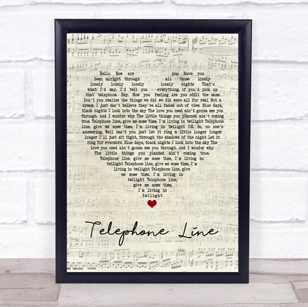 Electric Light Orchestra Telephone Line Script Heart Song Lyric Framed Print
