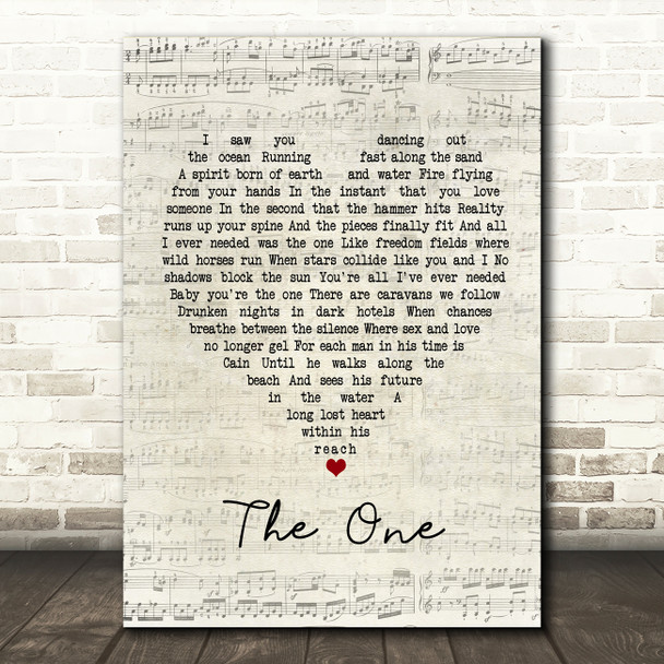 Elton John The One Script Heart Song Lyric Framed Print
