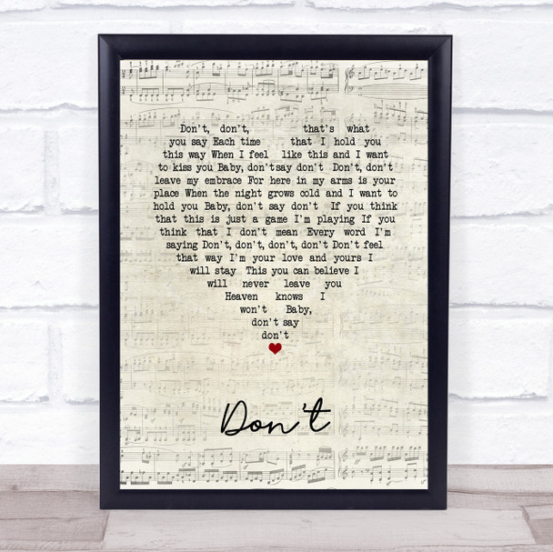 Elvis Presley Don't Script Heart Song Lyric Framed Print