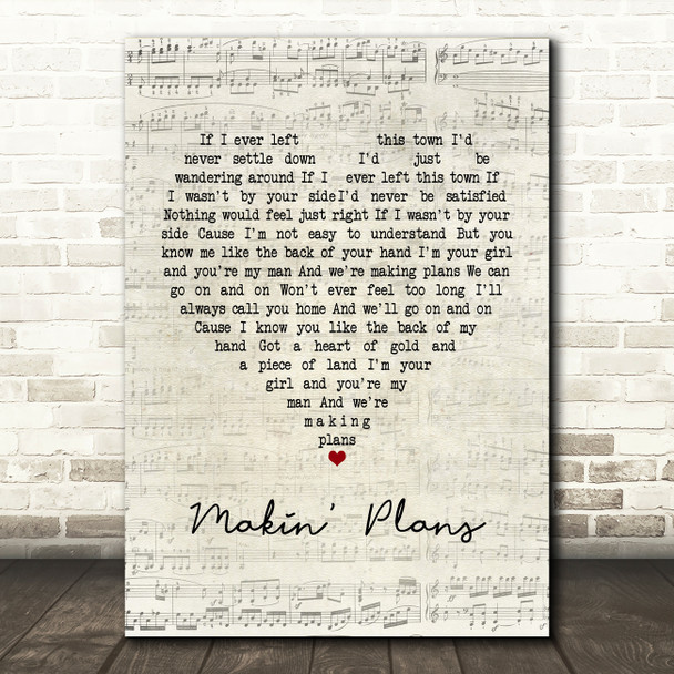 Miranda Lambert Makin' Plans Script Heart Song Lyric Framed Print