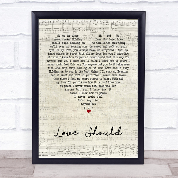 Moby Love Should Script Heart Song Lyric Framed Print