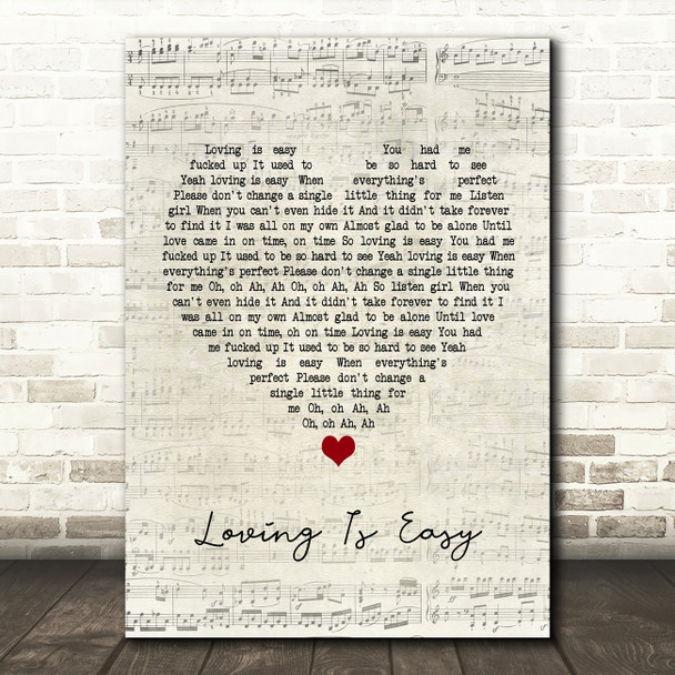 Rex Orange County Loving Is Easy Script Heart Song Lyric Framed Print